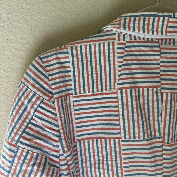 Talbots | Size 16 Petite Patchwork Stripe 4th of July Quilt Blazer Jacket - Picture 12 of 15
